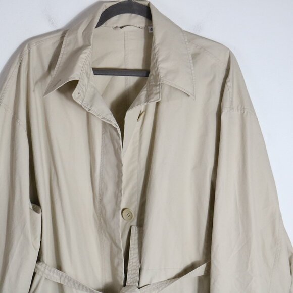 Uniqlo U Cotton Long Coat Oversized Womens Medium Natural Trench Cotton Neutral - Picture 2 of 8